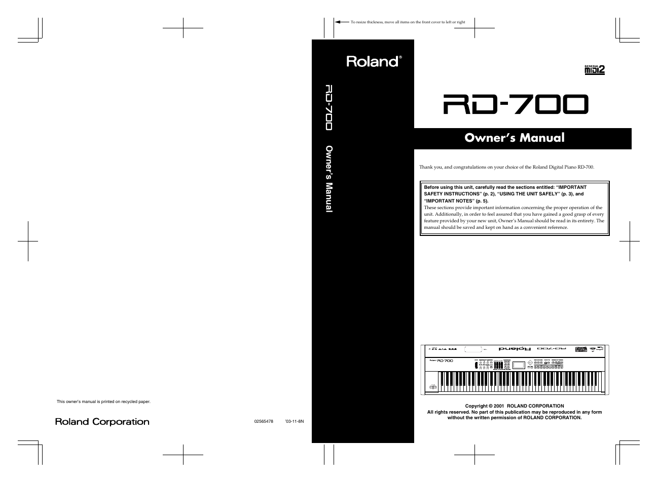 Roland RD-700 User Manual | 172 pages
