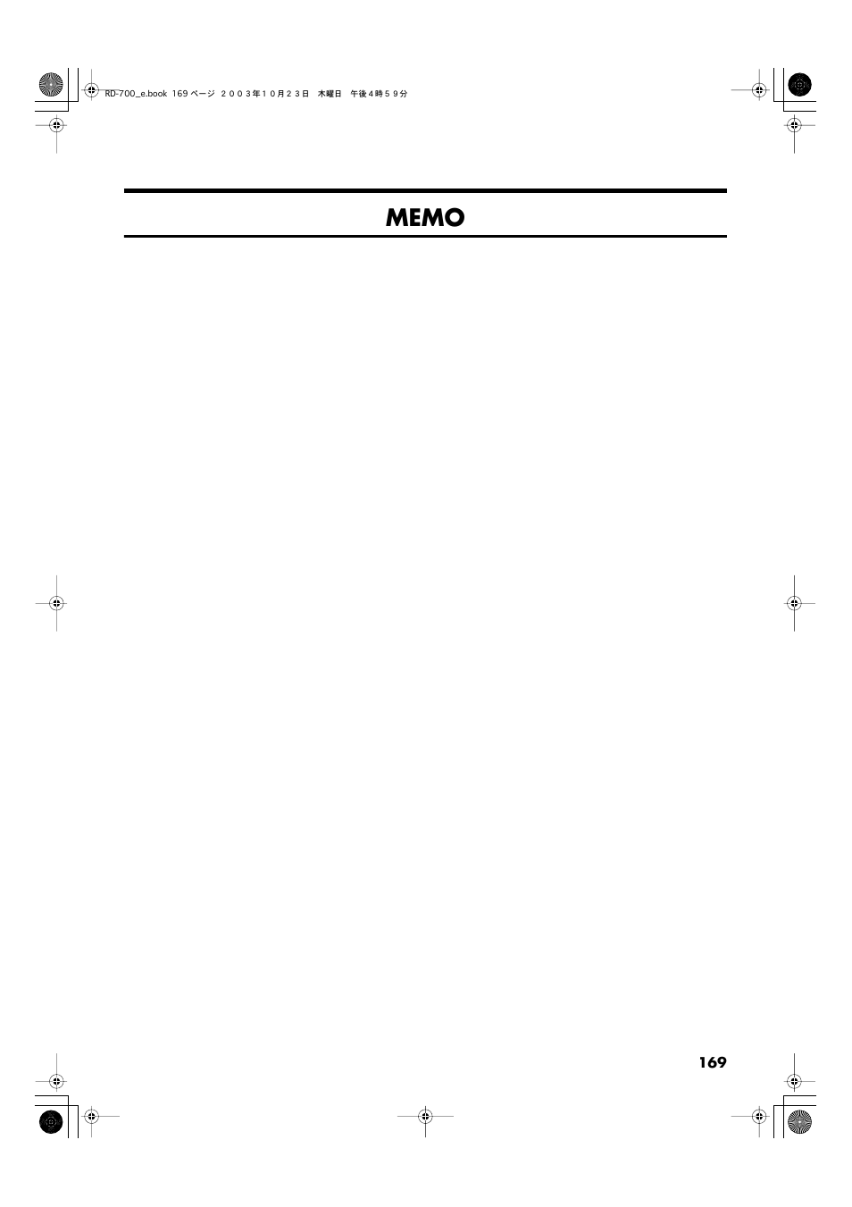 Roland RD-700 User Manual | Page 169 / 172
