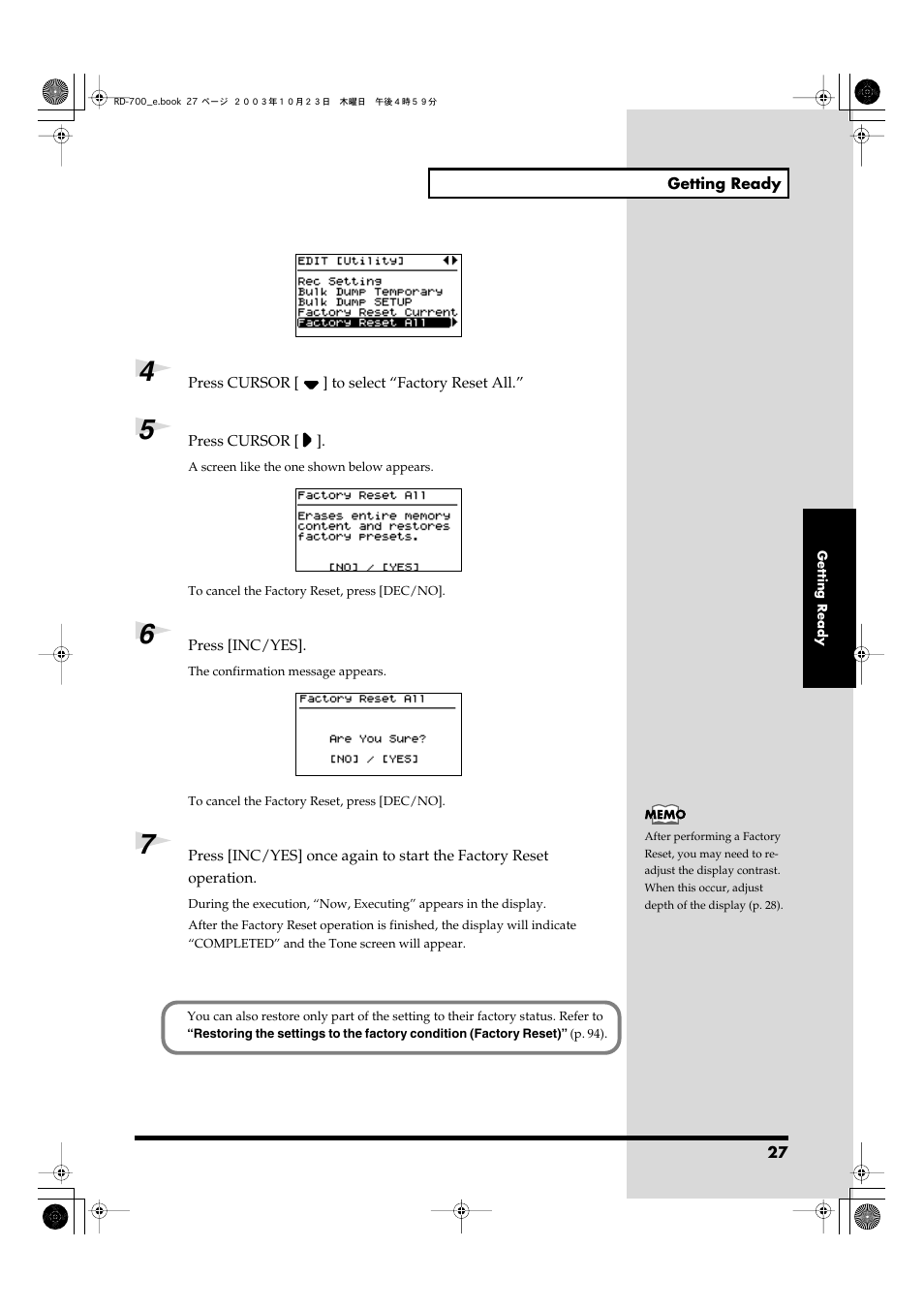 Roland RD-700 User Manual | Page 27 / 172