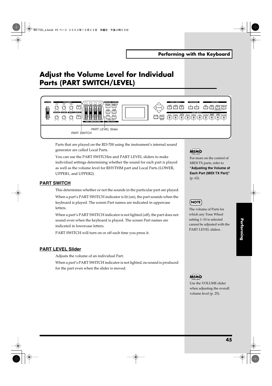 P. 45) | Roland RD-700 User Manual | Page 45 / 172