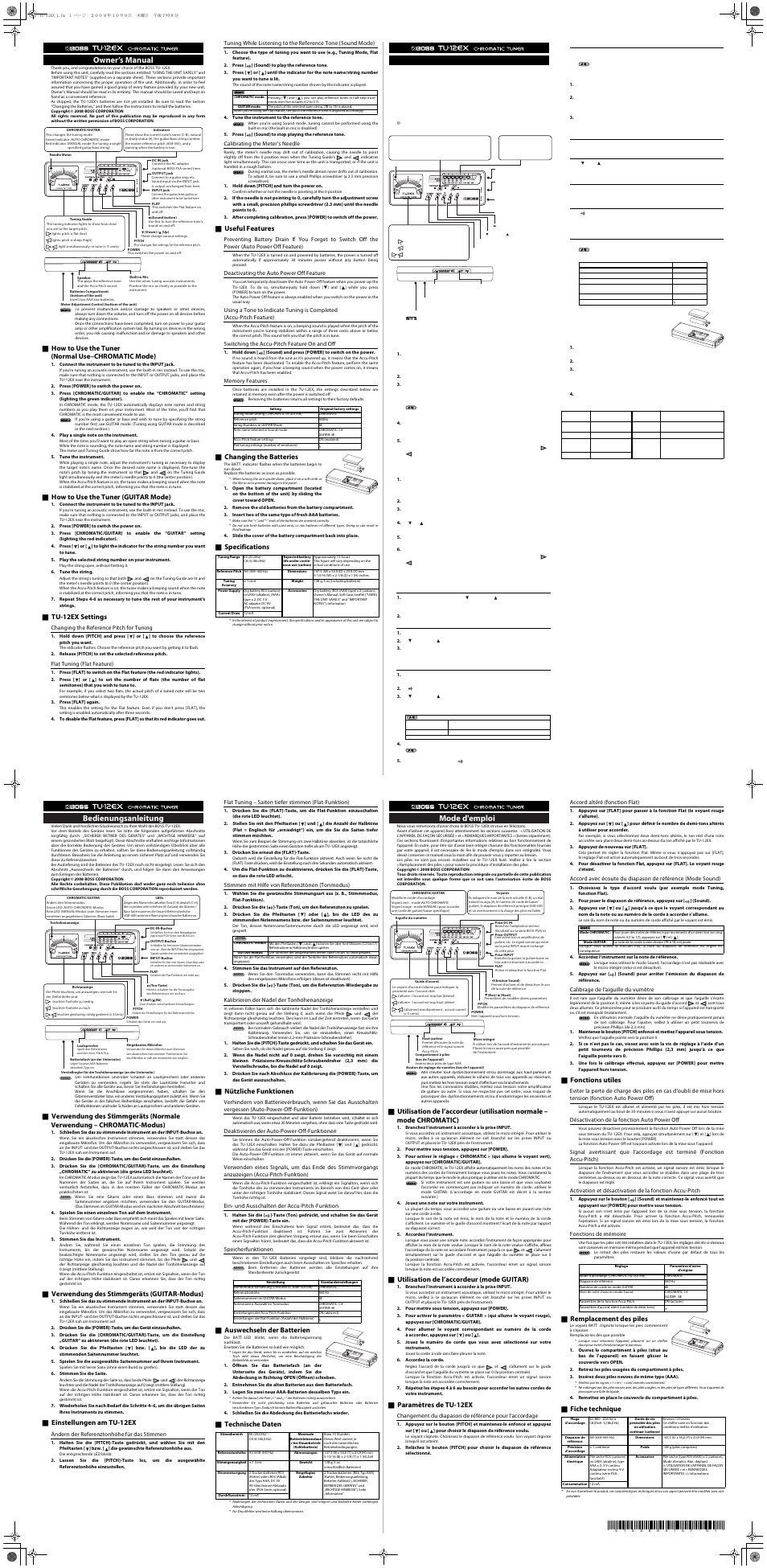 Roland TU-12EX User Manual | 2 pages