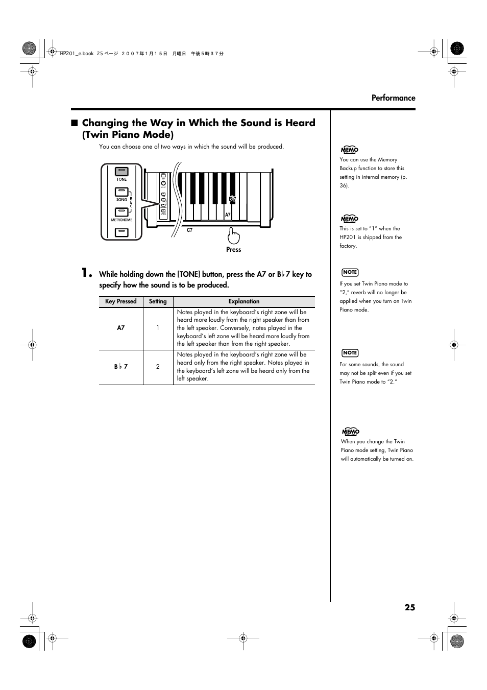 Roland HP201 User Manual | Page 25 / 52