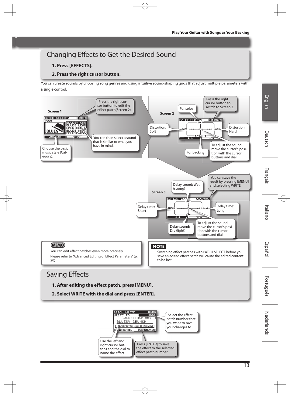 Saving eff ects | Roland eBand JS-8 User Manual | Page 15 / 47