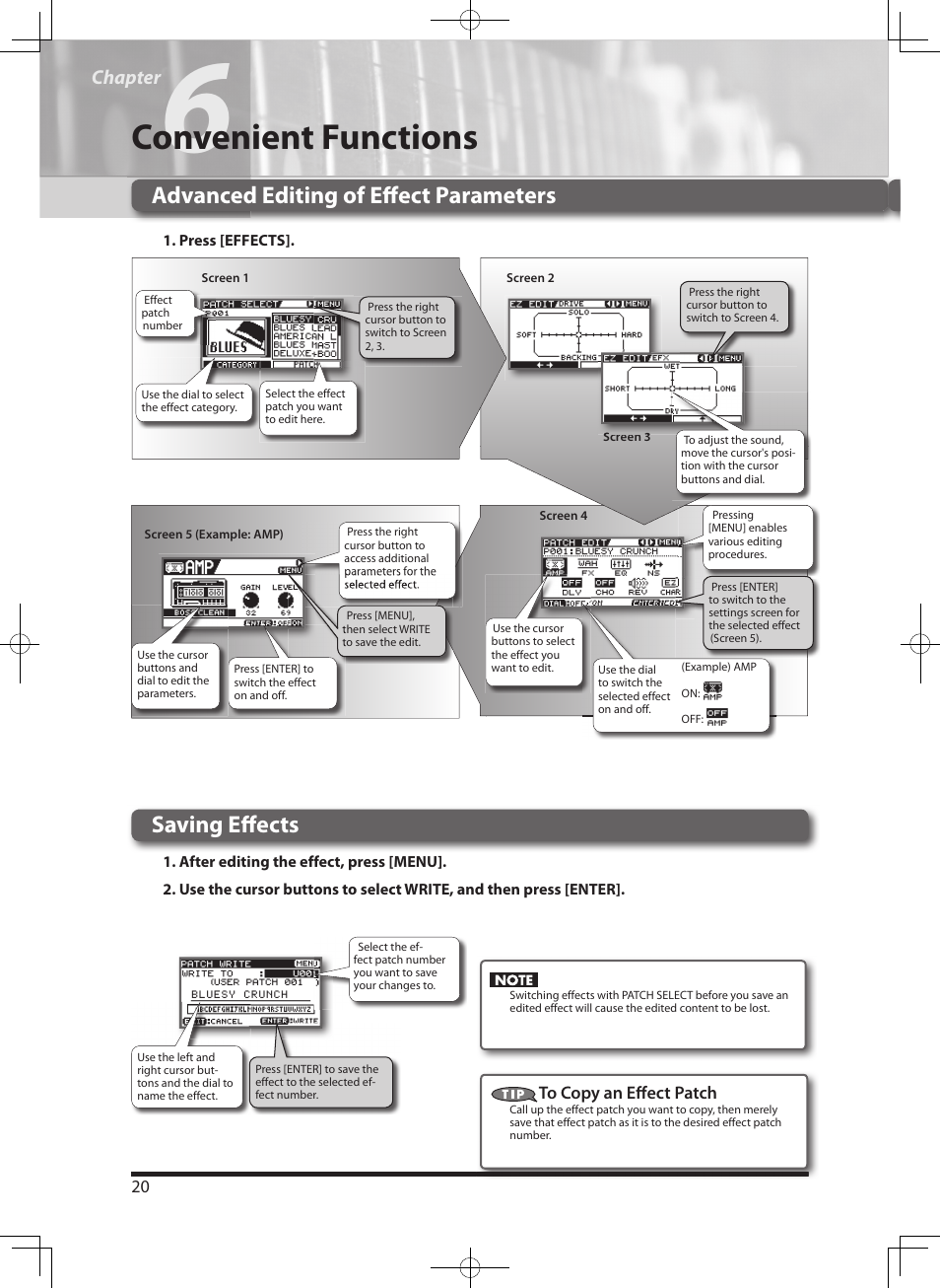 Convenient functions, Chapter | Roland eBand JS-8 User Manual | Page 22 / 47
