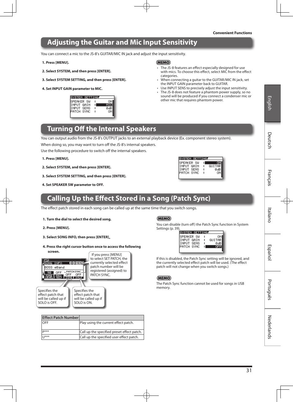 Roland eBand JS-8 User Manual | Page 33 / 47