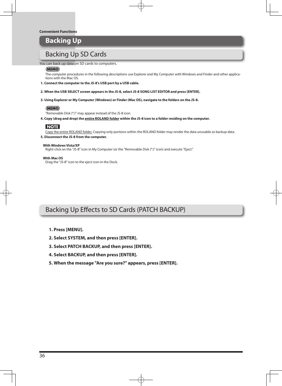 Roland eBand JS-8 User Manual | Page 38 / 47