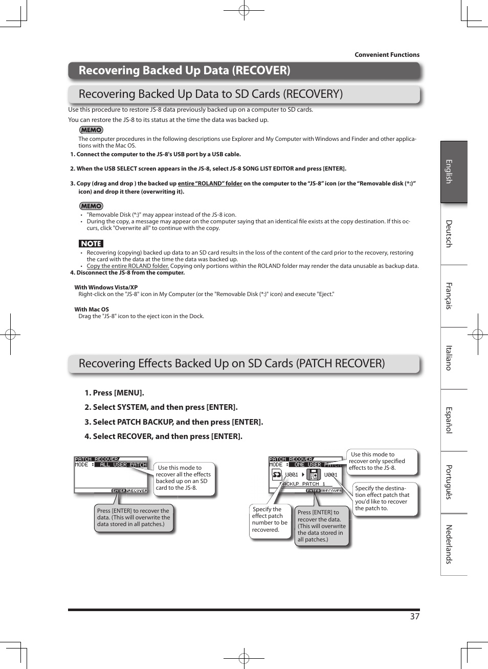 Roland eBand JS-8 User Manual | Page 39 / 47