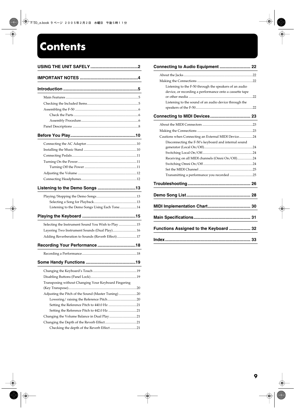 Roland F-50 User Manual | Page 9 / 36