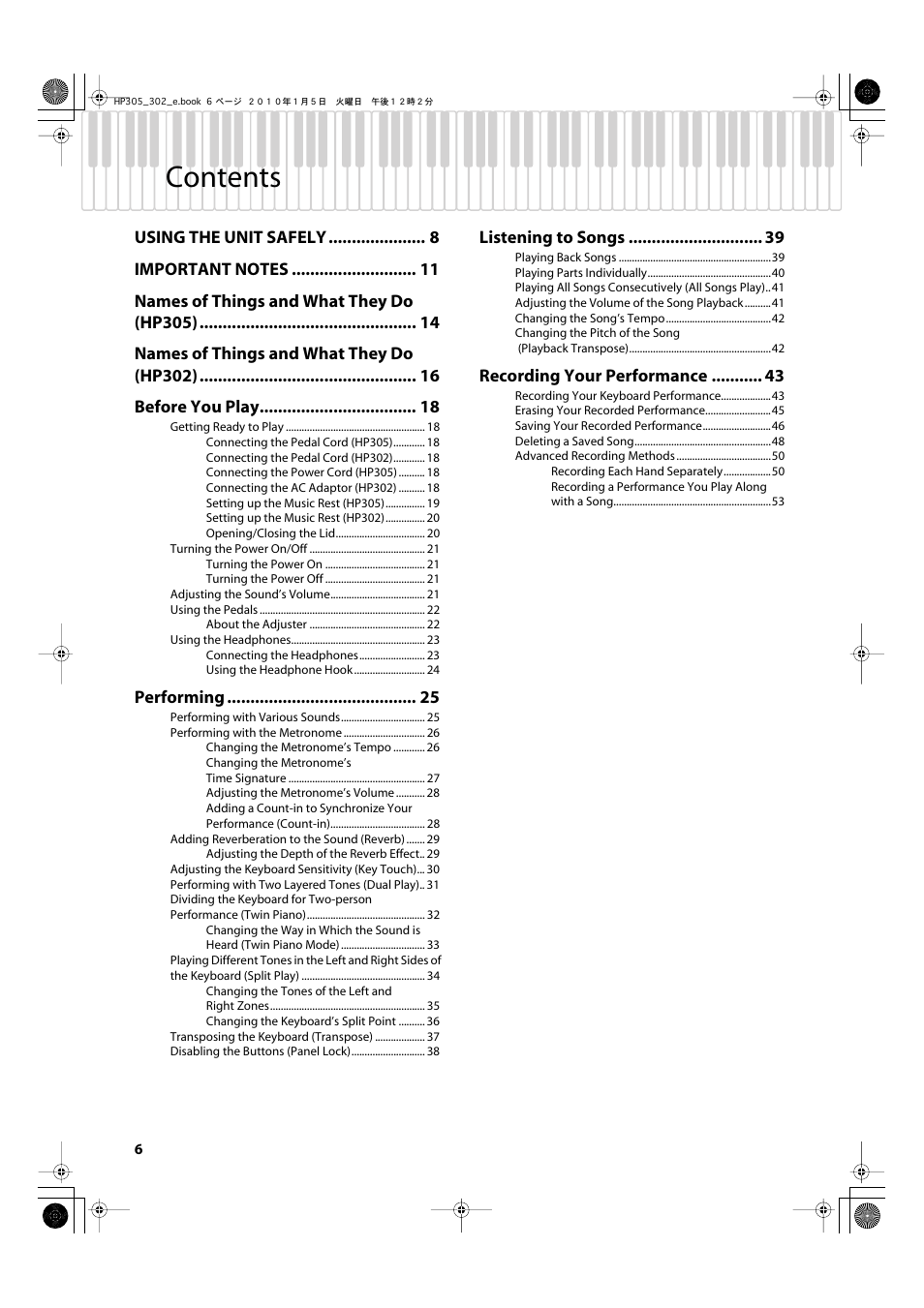 Roland HP305 User Manual | Page 4 / 92