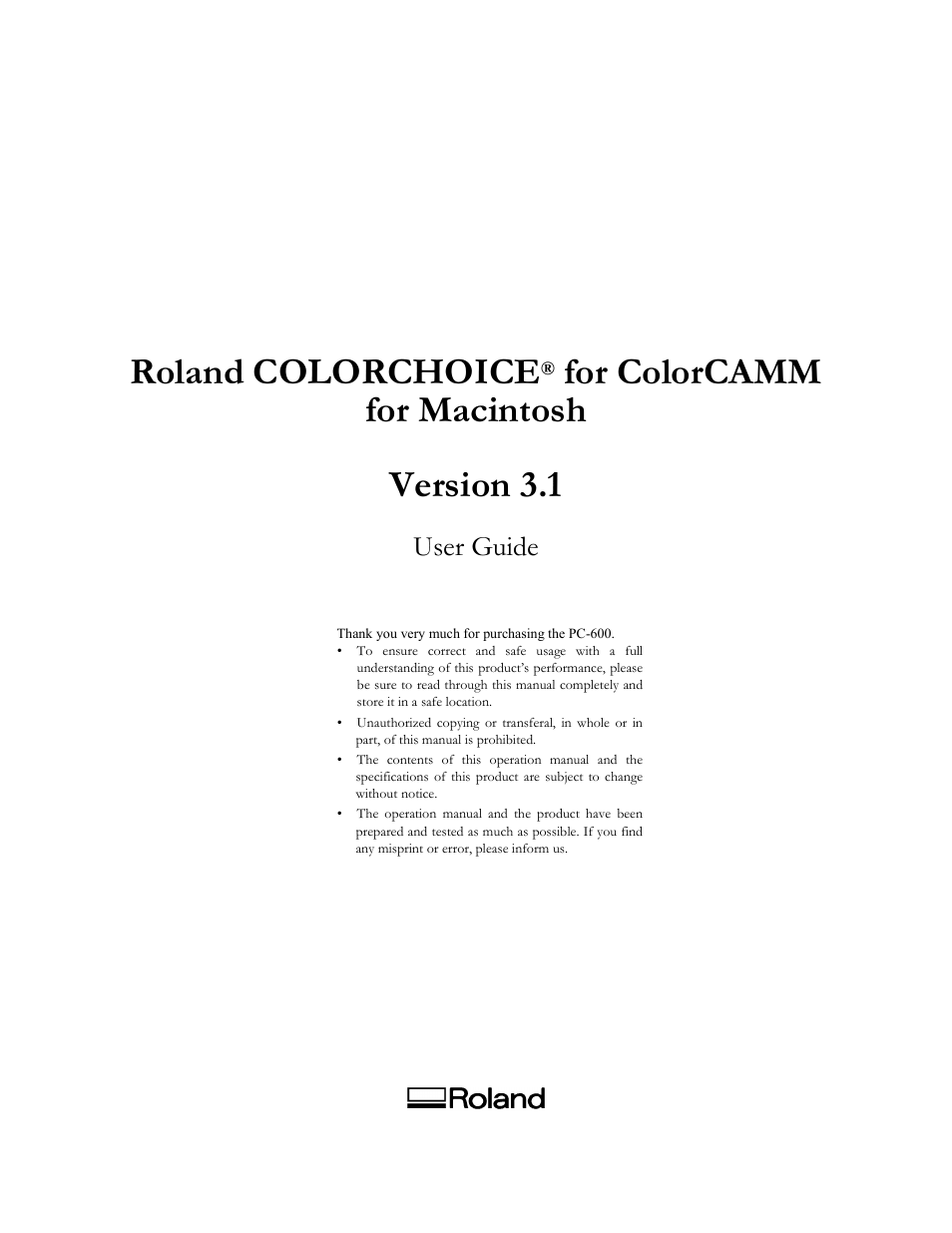 Roland PC-600 User Manual | 36 pages