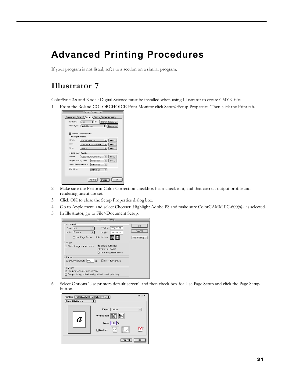 Advanced printing procedures, Illustrator 7 | Roland PC-600 User Manual | Page 21 / 36