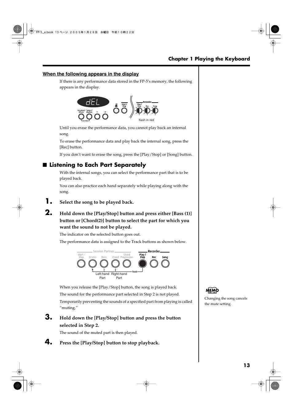 Listening to each part separately | Roland FP-5 User Manual | Page 13 / 80