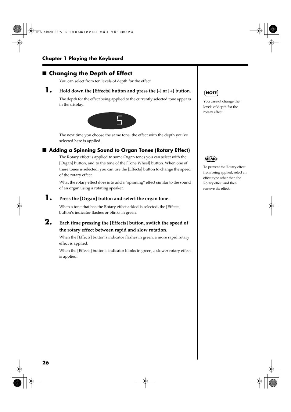 Changing the depth of effect | Roland FP-5 User Manual | Page 26 / 80