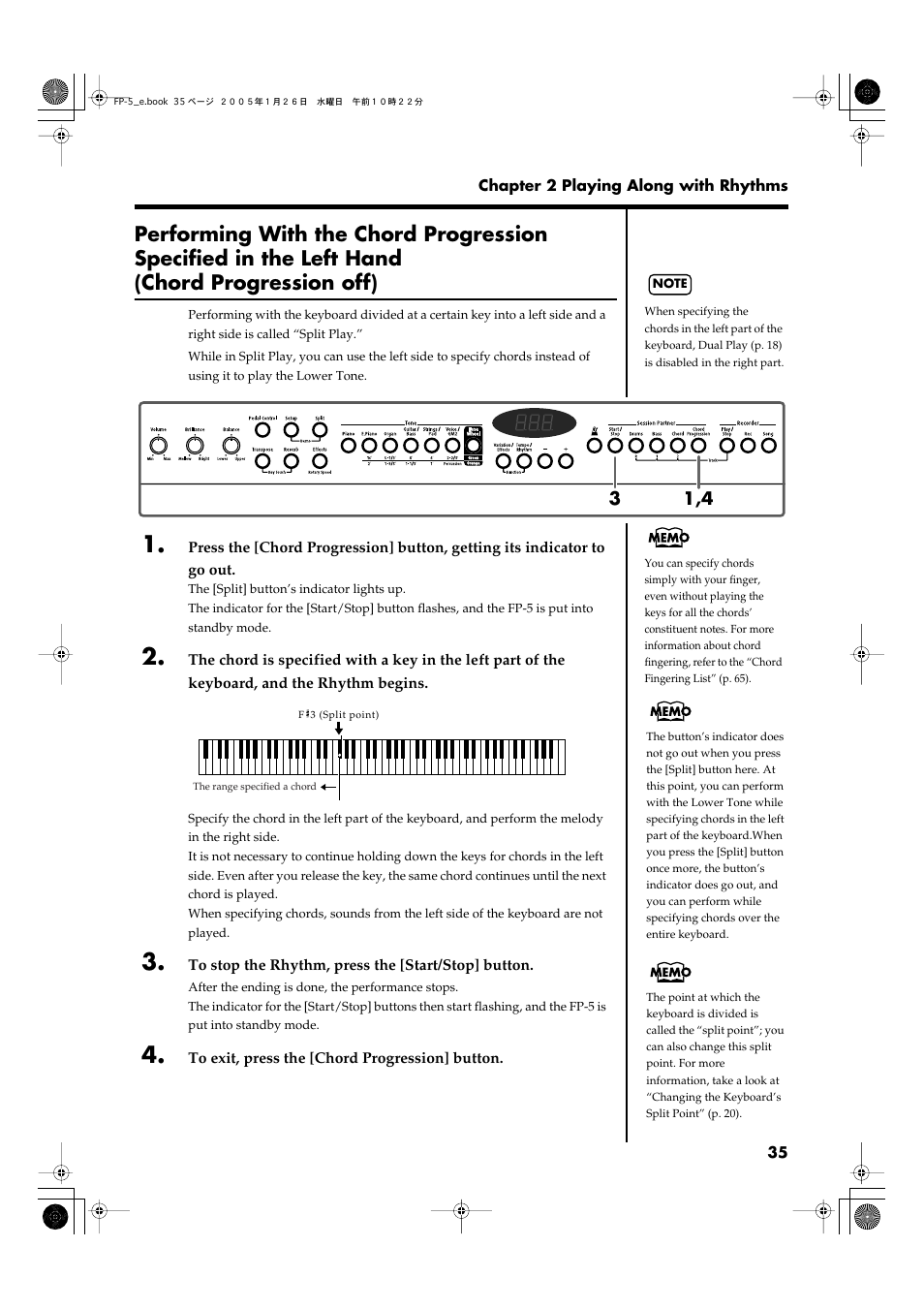 Keyboard (p. 35) | Roland FP-5 User Manual | Page 35 / 80