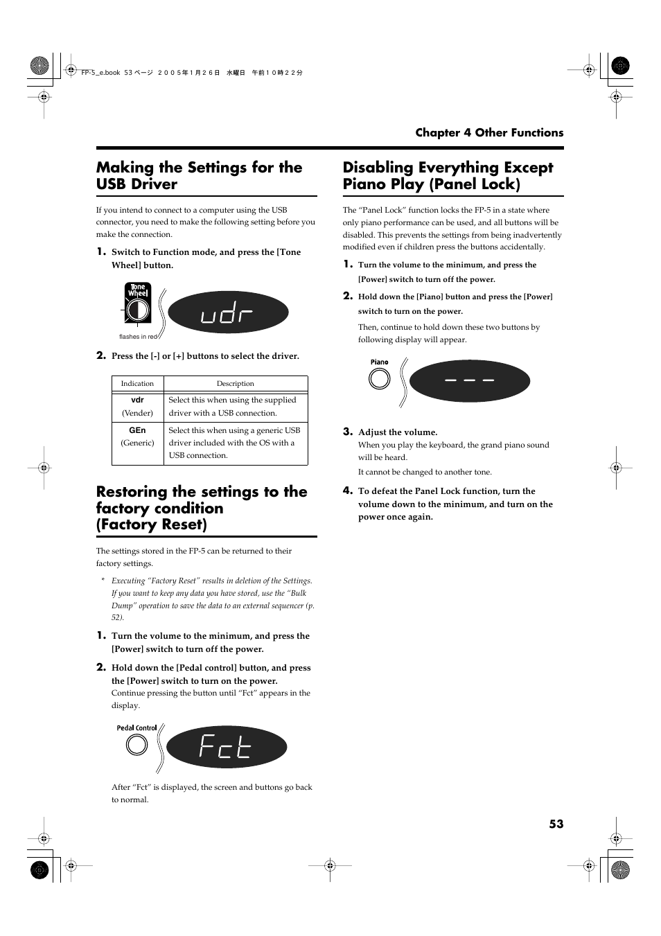 Making the settings for the usb driver, P. 53 | Roland FP-5 User Manual | Page 53 / 80