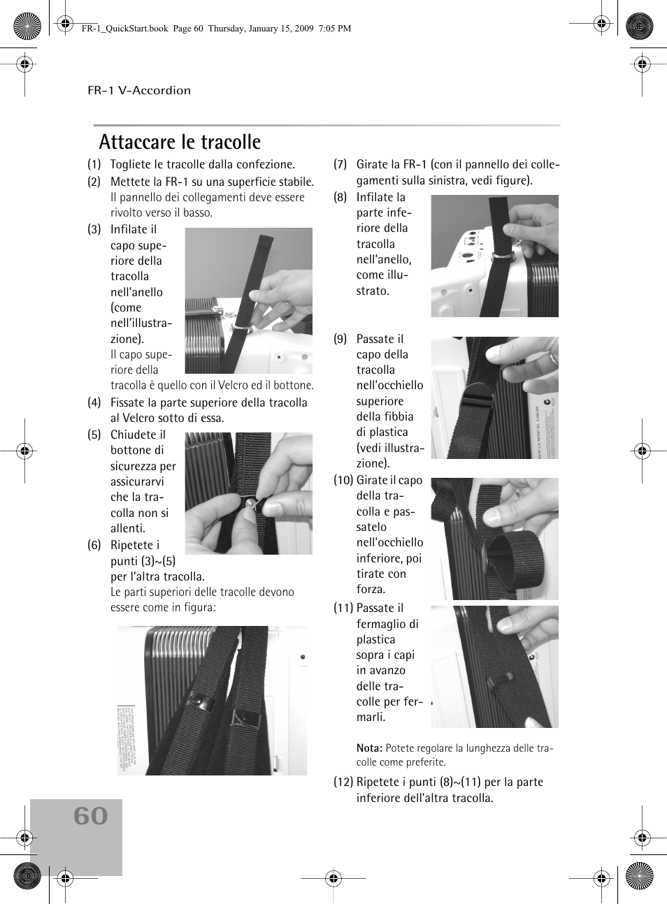 Attaccare le tracolle | Roland FR-1 User Manual | Page 60 / 100