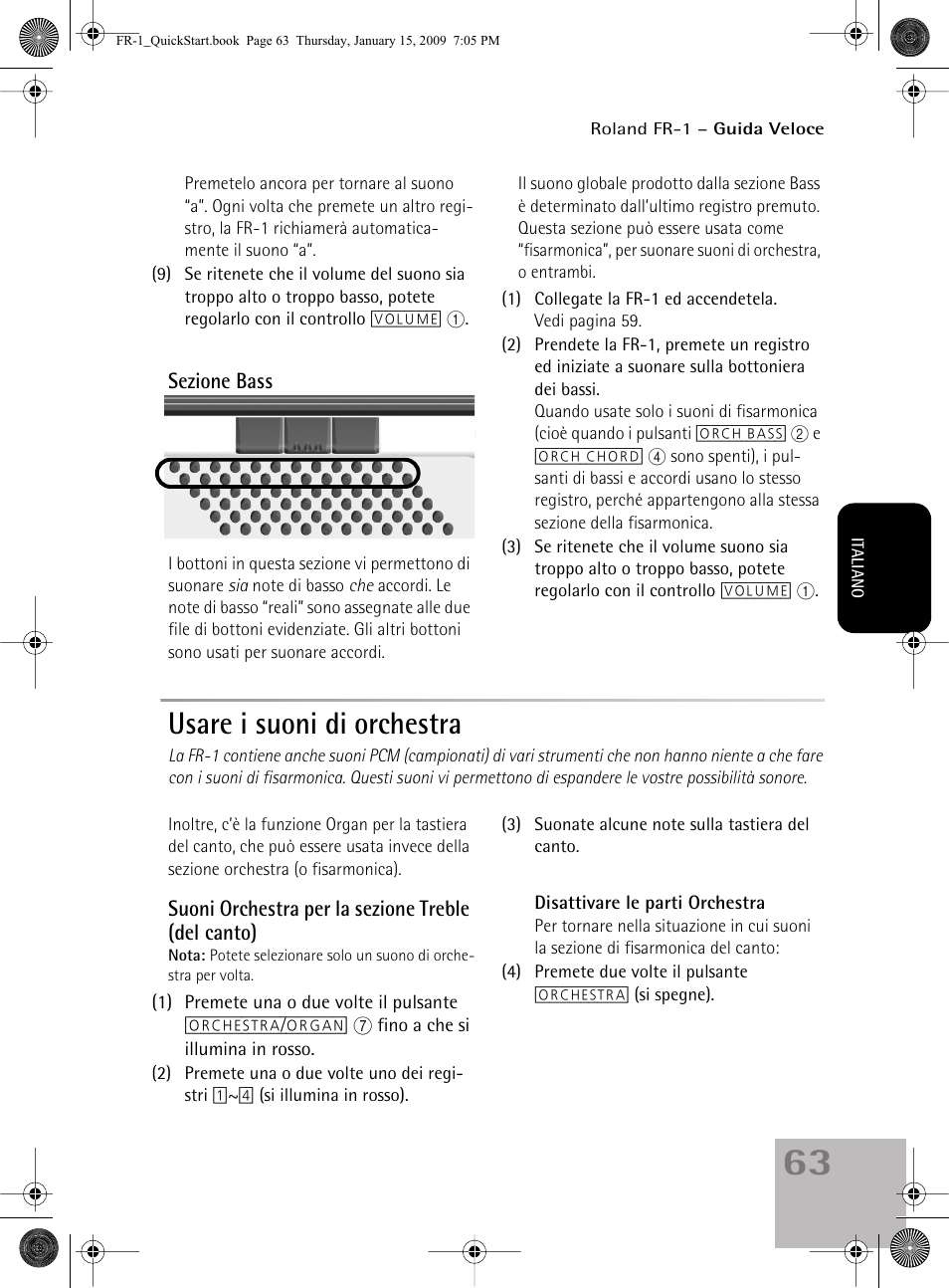 Usare i suoni di orchestra | Roland FR-1 User Manual | Page 63 / 100