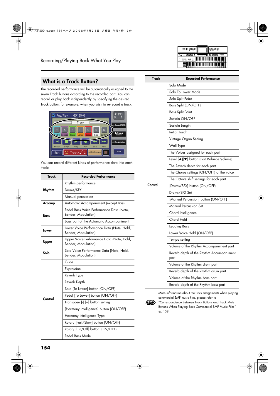 What is a track button, 154 recording/playing back what you play | Roland ATELIER AT-500 User Manual | Page 156 / 272