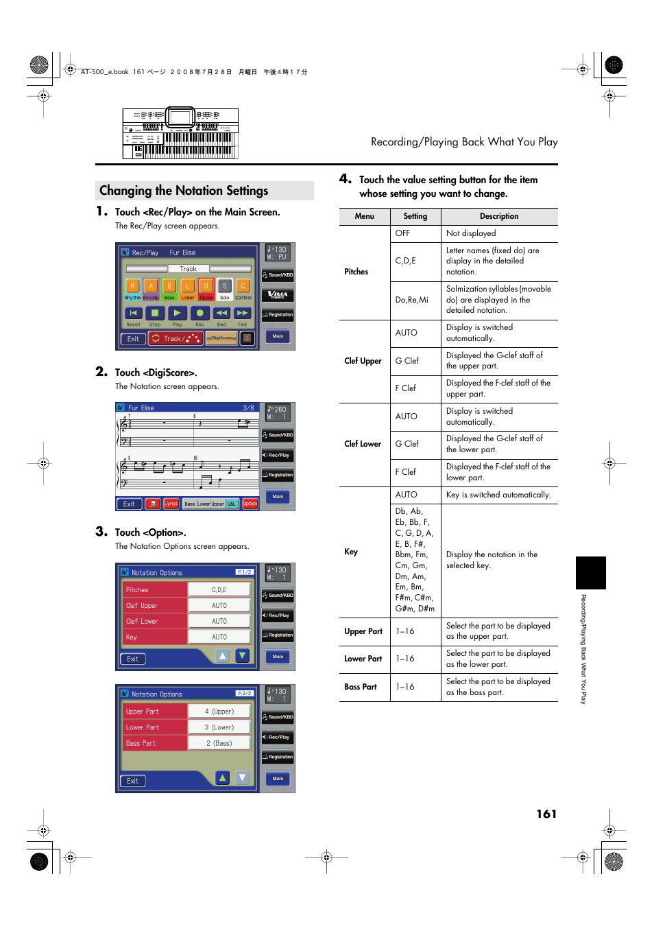 Changing the notation settings | Roland ATELIER AT-500 User Manual | Page 163 / 272