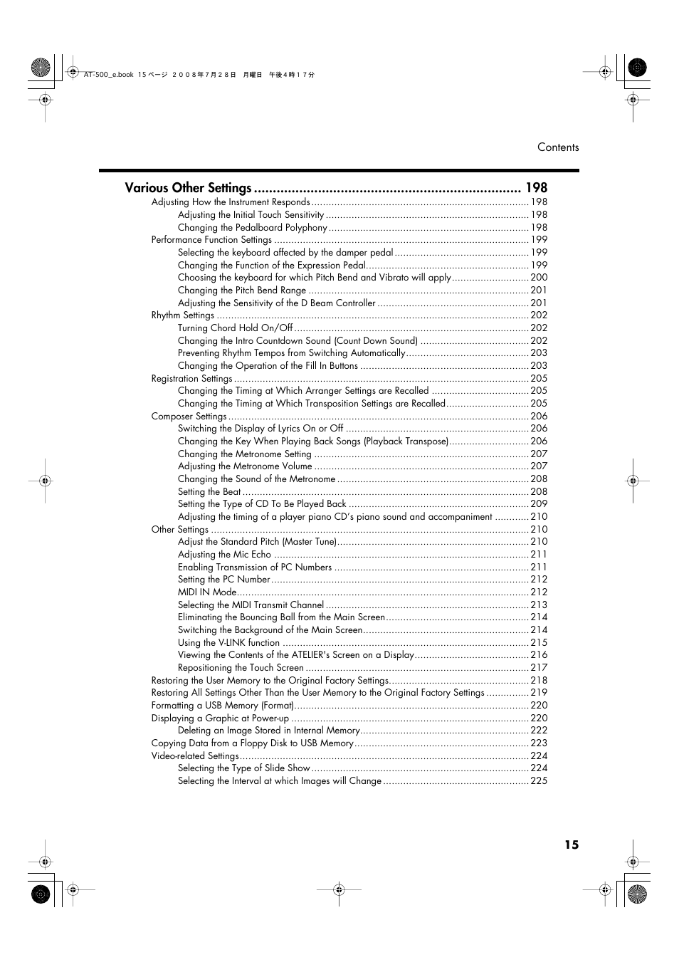 Various other settings | Roland ATELIER AT-500 User Manual | Page 17 / 272