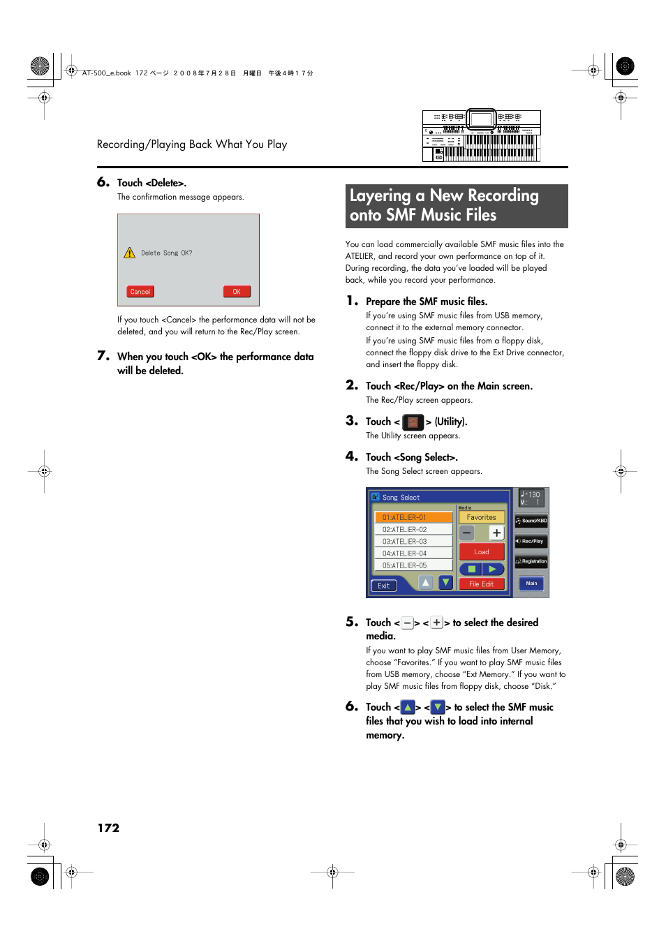 Layering a new recording onto smf music files | Roland ATELIER AT-500 User Manual | Page 174 / 272