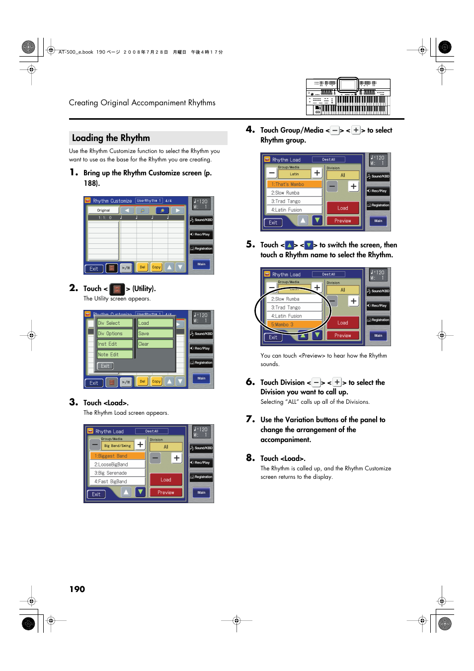 Loading the rhythm | Roland ATELIER AT-500 User Manual | Page 192 / 272