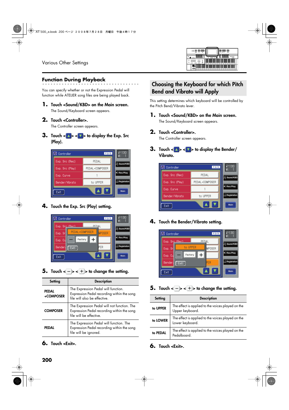 Performance (p. 200) | Roland ATELIER AT-500 User Manual | Page 202 / 272