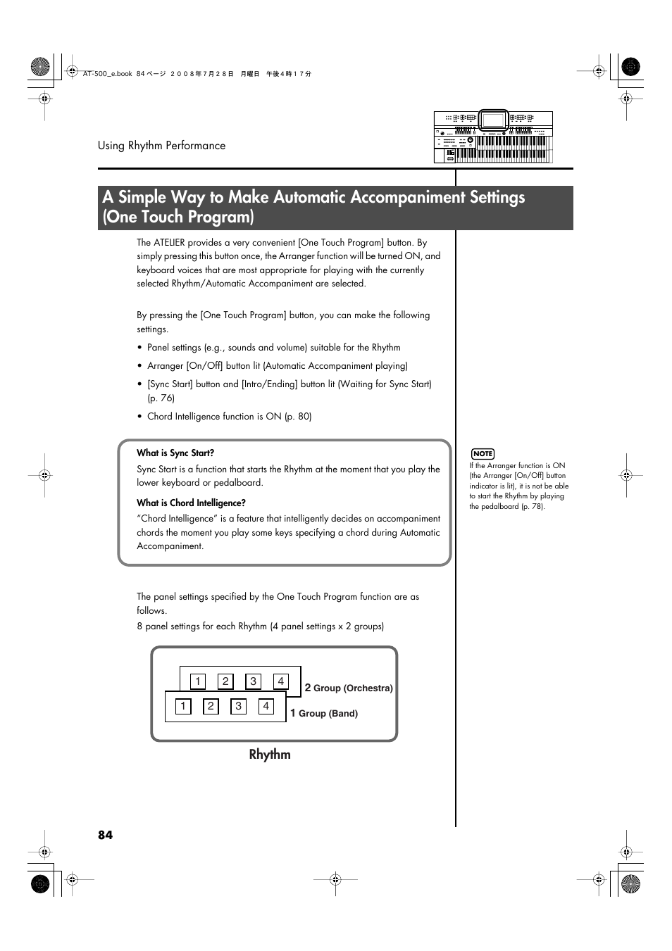 P. 84, Rhythm | Roland ATELIER AT-500 User Manual | Page 86 / 272