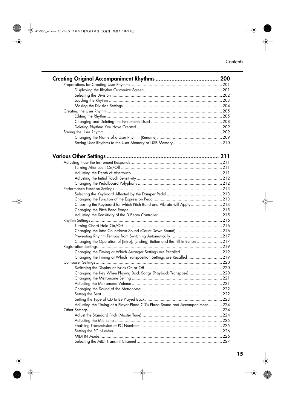 Creating original accompaniment rhythms, Various other settings | Roland Atelier AT900 User Manual | Page 17 / 308