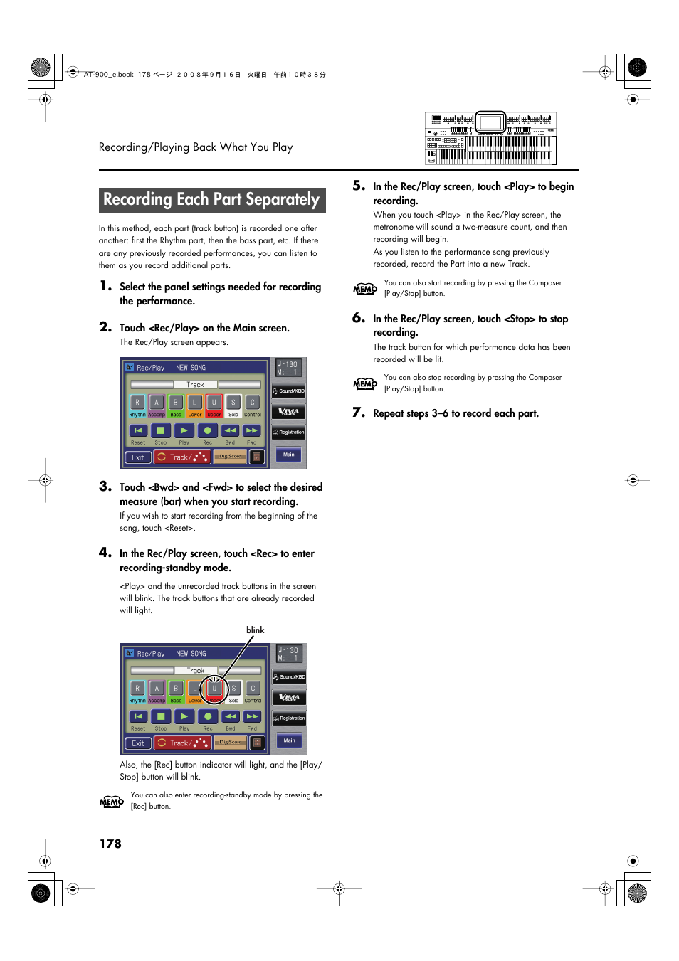 Recording each part separately | Roland Atelier AT900 User Manual | Page 180 / 308