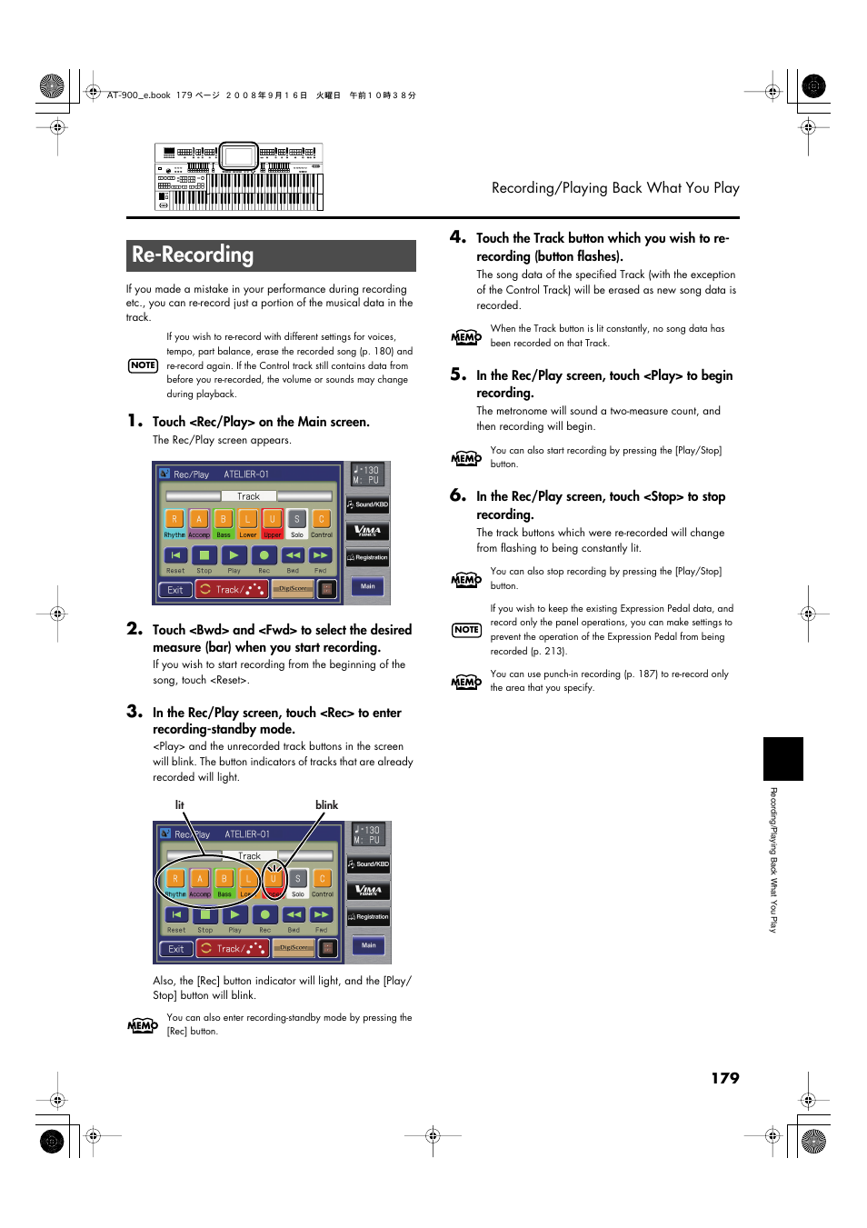 Re-recording | Roland Atelier AT900 User Manual | Page 181 / 308