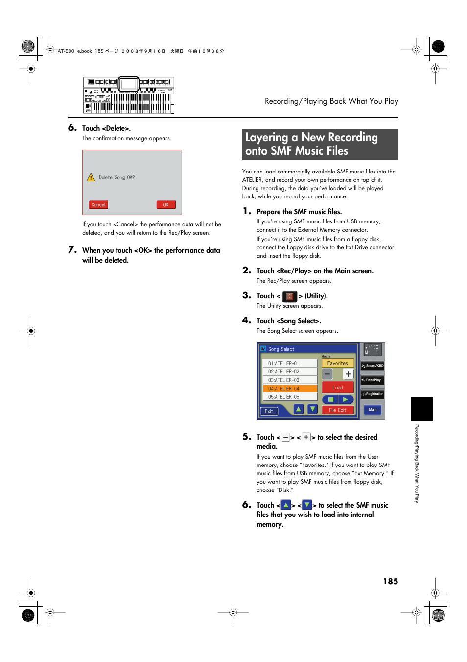 Layering a new recording onto smf music files | Roland Atelier AT900 User Manual | Page 187 / 308