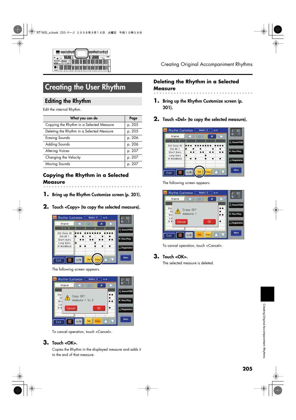 Creating the user rhythm, Editing the rhythm | Roland Atelier AT900 User Manual | Page 207 / 308