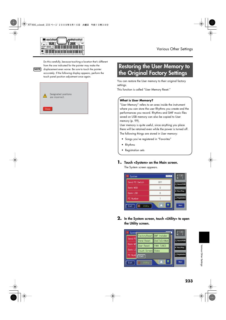 P. 233), or floppy disk | Roland Atelier AT900 User Manual | Page 235 / 308