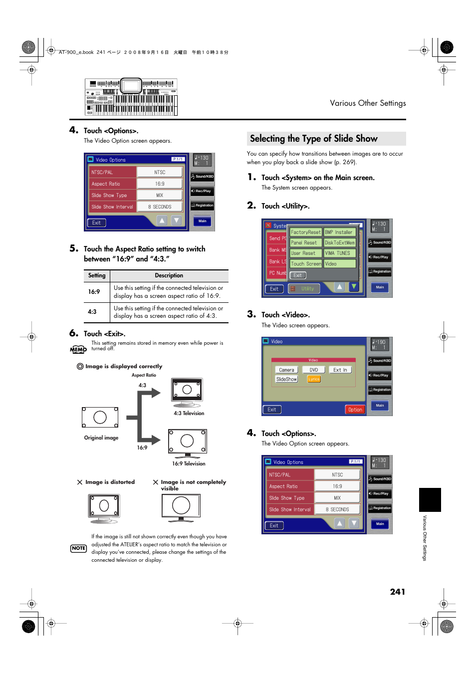 Selecting the type of slide show | Roland Atelier AT900 User Manual | Page 243 / 308