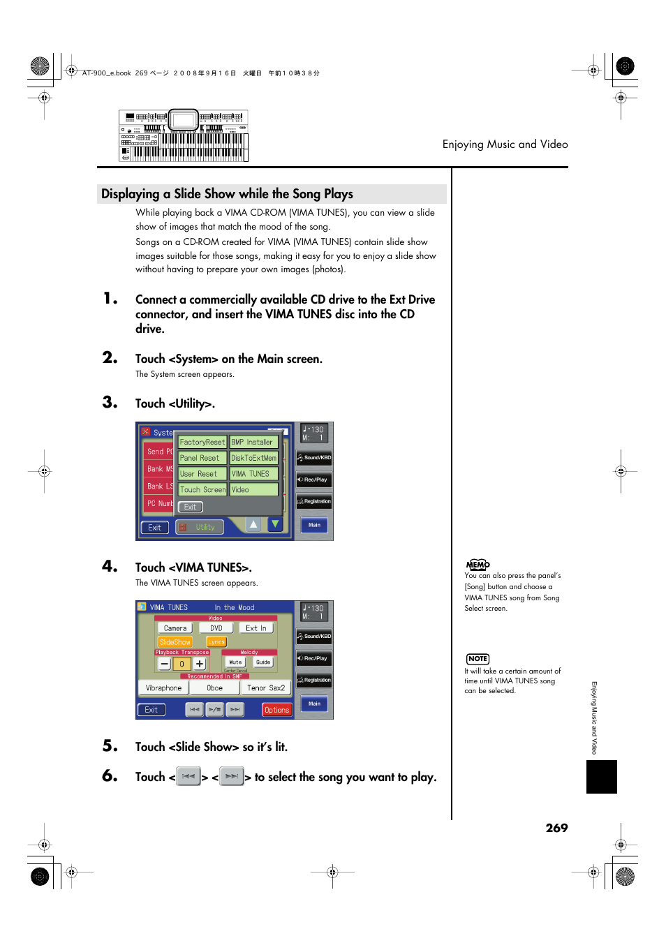 Displaying a slide show while the song plays | Roland Atelier AT900 User Manual | Page 271 / 308