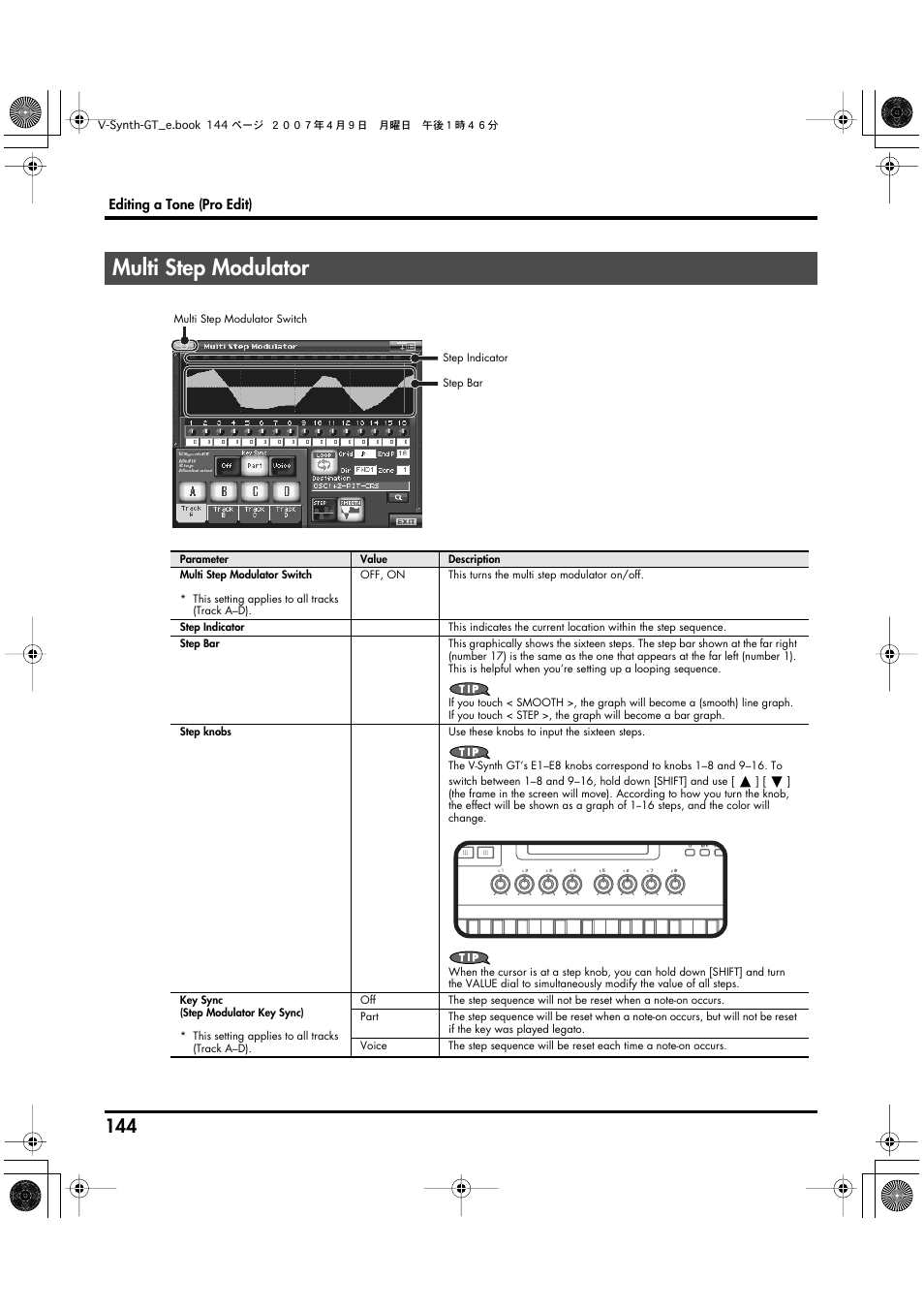 Multi step modulator | Roland V-Synth GT User Manual | Page 144 / 248