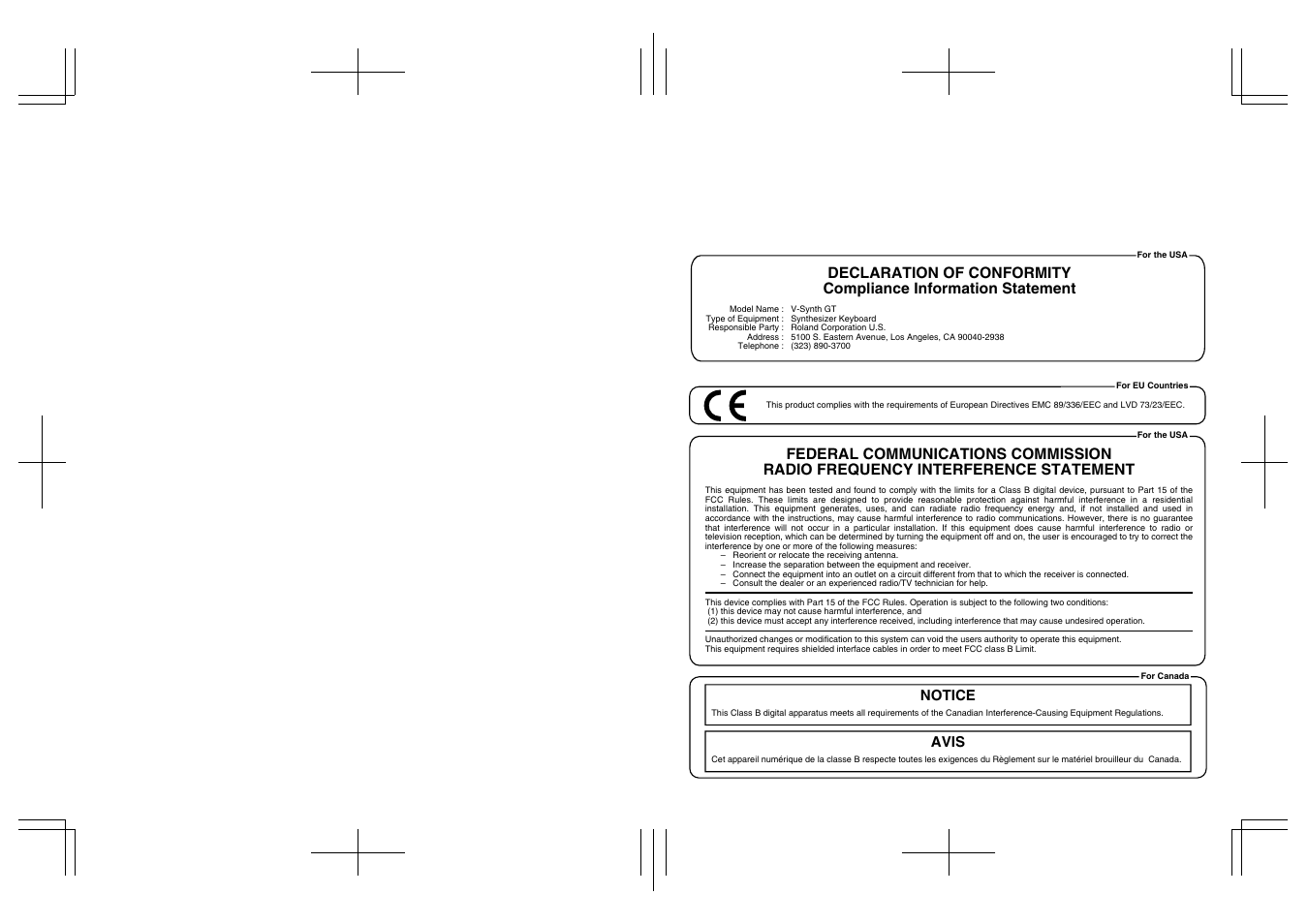 Notice avis | Roland V-Synth GT User Manual | Page 2 / 248