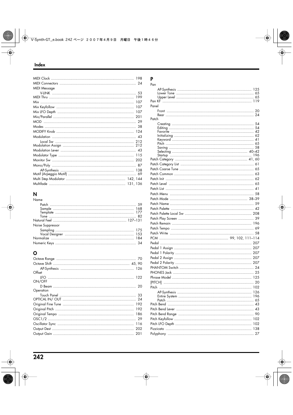 Roland V-Synth GT User Manual | Page 242 / 248