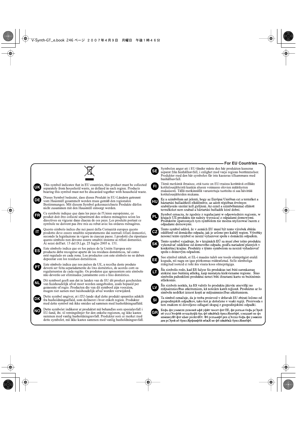 Roland V-Synth GT User Manual | Page 246 / 248