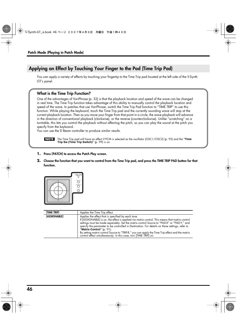 Roland V-Synth GT User Manual | Page 46 / 248