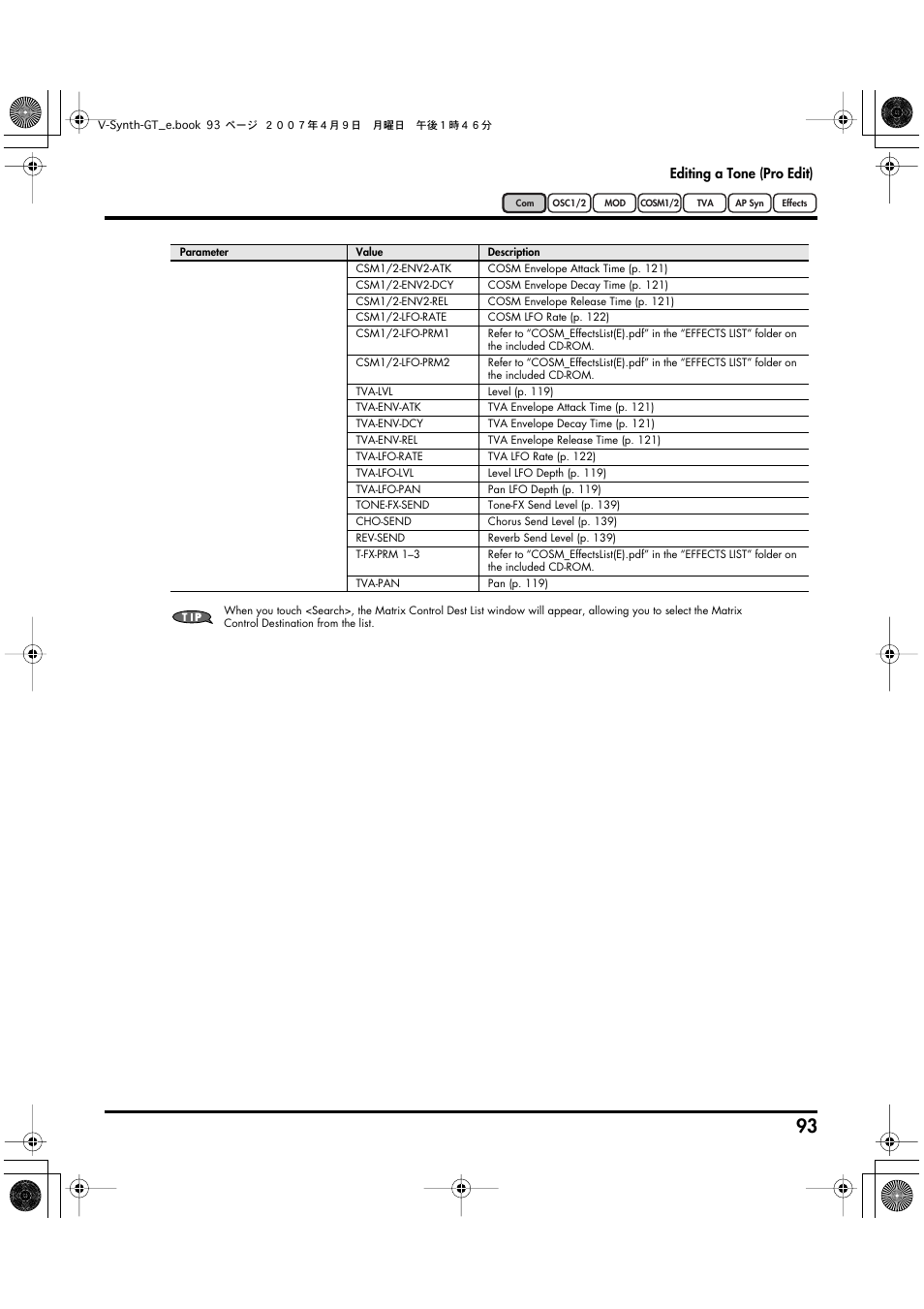 Roland V-Synth GT User Manual | Page 93 / 248