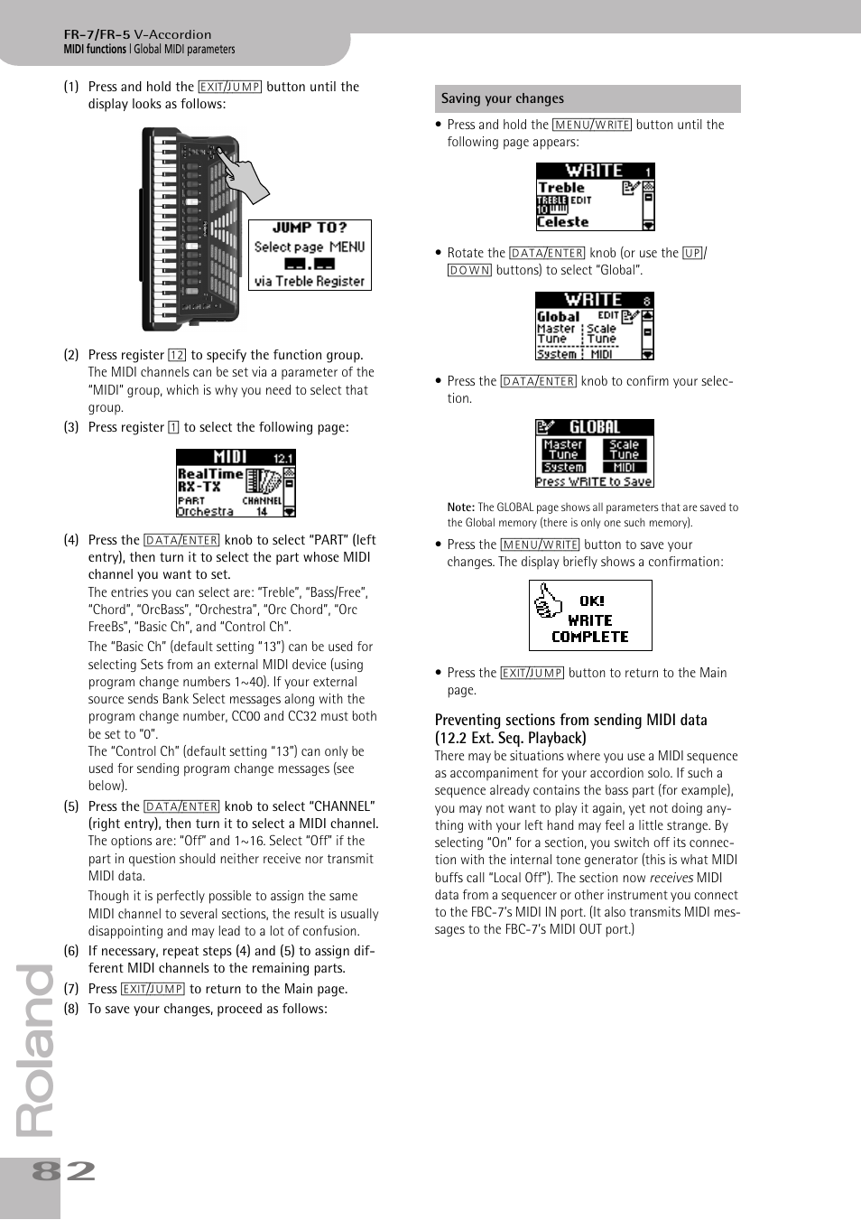Preventing sections from sending midi data, P. 82 | Roland FR-7 User Manual | Page 82 / 114