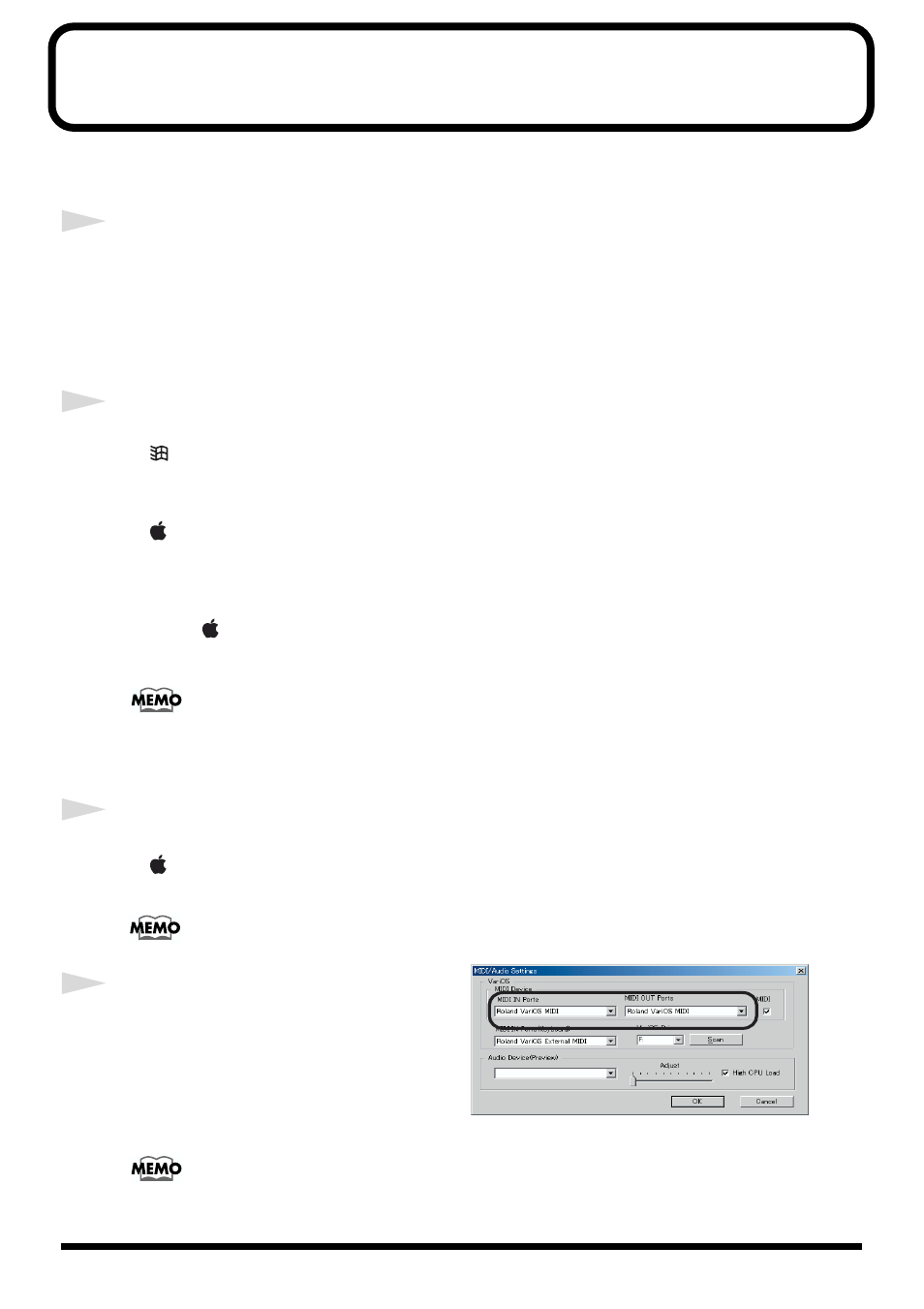 Midi and audio settings, Next, proceed to, P. 38) | Roland maxWerk Musical Instrument User Manual | Page 38 / 156