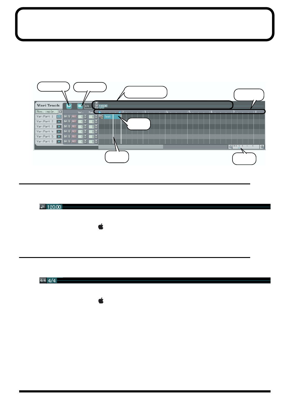 Creating a song (vari track), Changing the tempo, Setting the time signature | Changing the tempo setting the time signature, Vari track (p. 62), P. 62) | Roland maxWerk Musical Instrument User Manual | Page 62 / 156