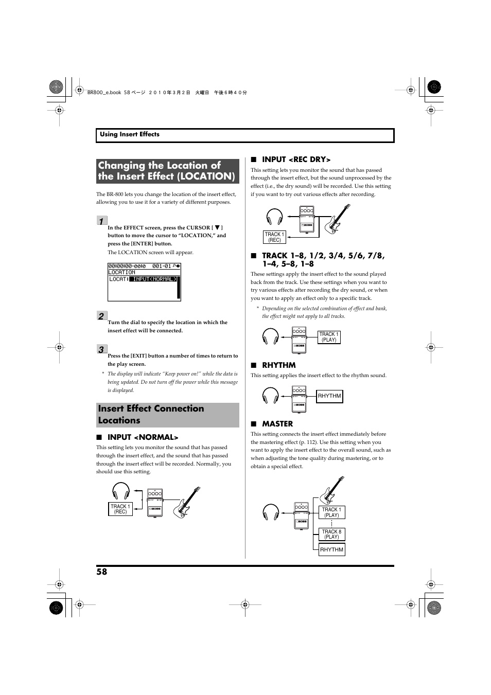 Insert effect connection locations | Roland BR-800 User Manual | Page 56 / 156