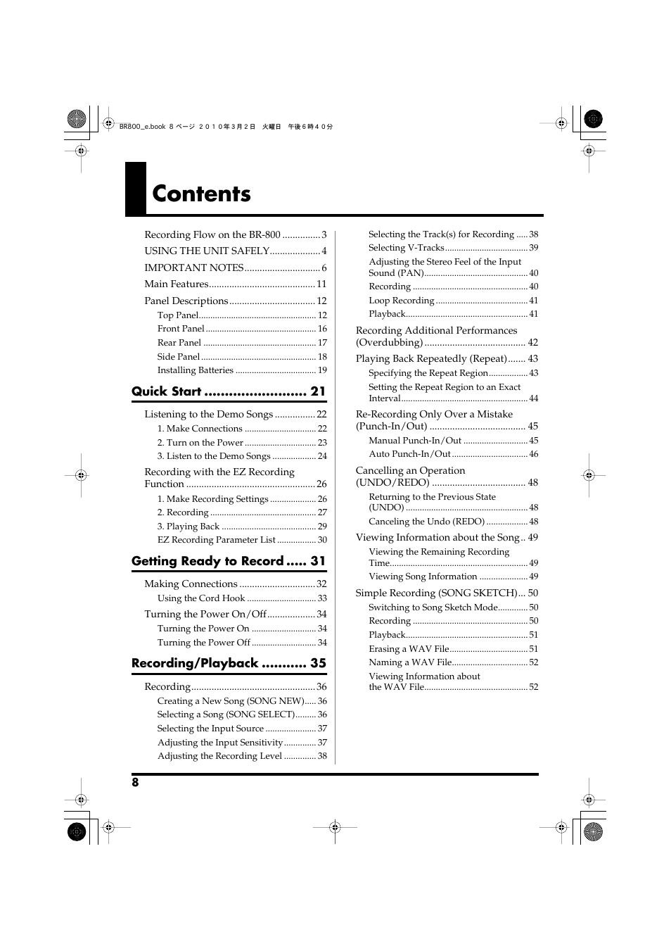 Roland BR-800 User Manual | Page 6 / 156