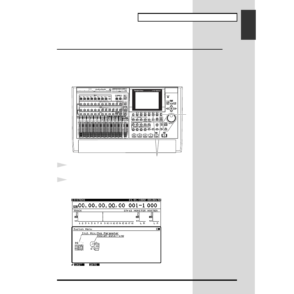 Setting the date and time of the internal clock | Roland VS-1824 User Manual | Page 15 / 140