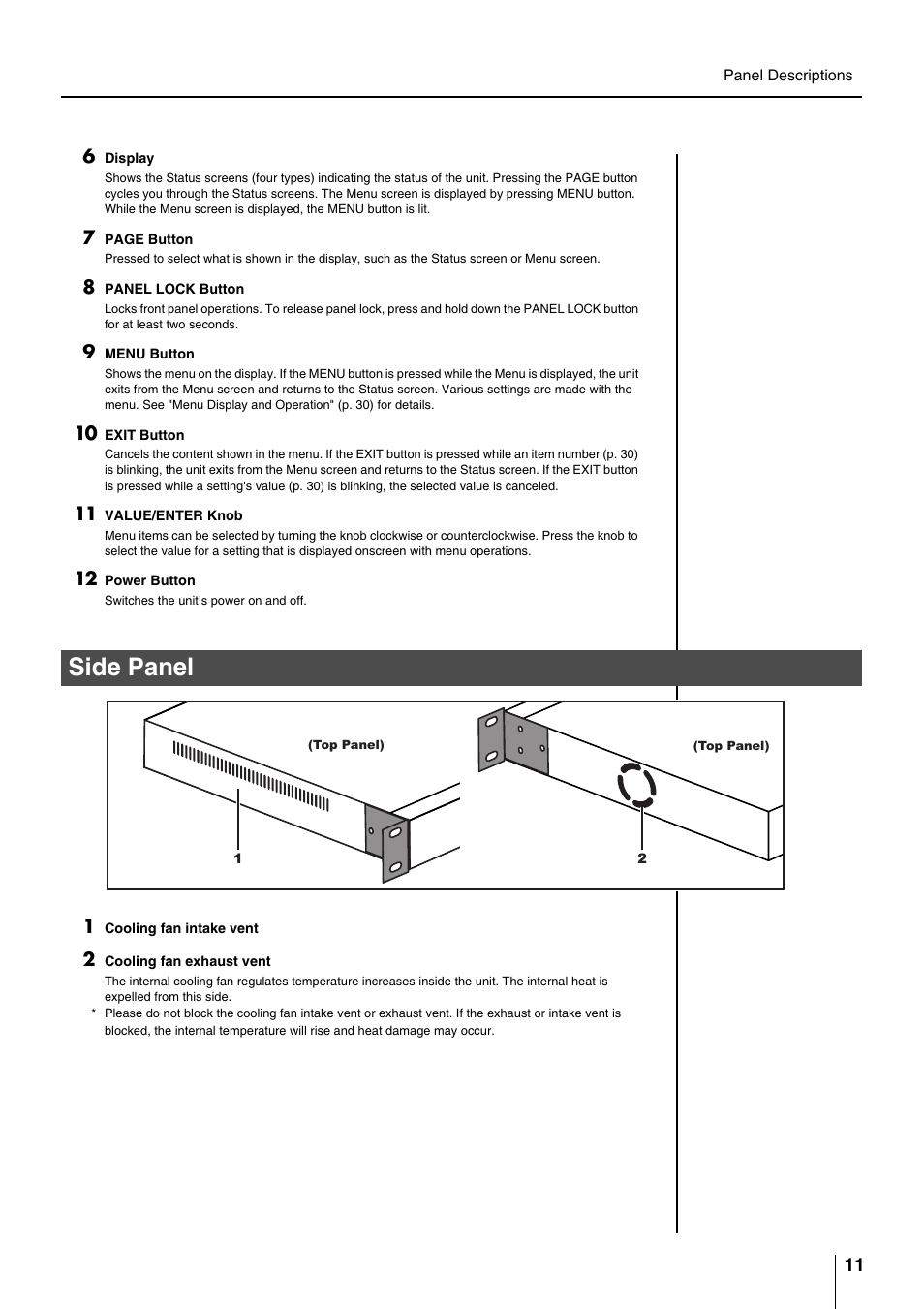 Side panel | Roland VC-200HD User Manual | Page 11 / 48