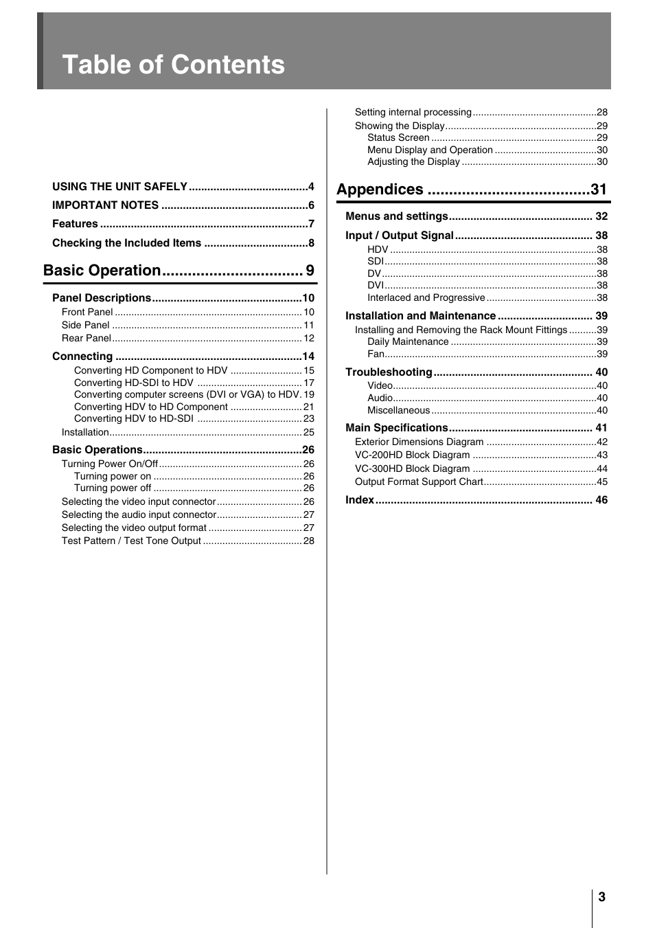 Roland VC-200HD User Manual | Page 3 / 48